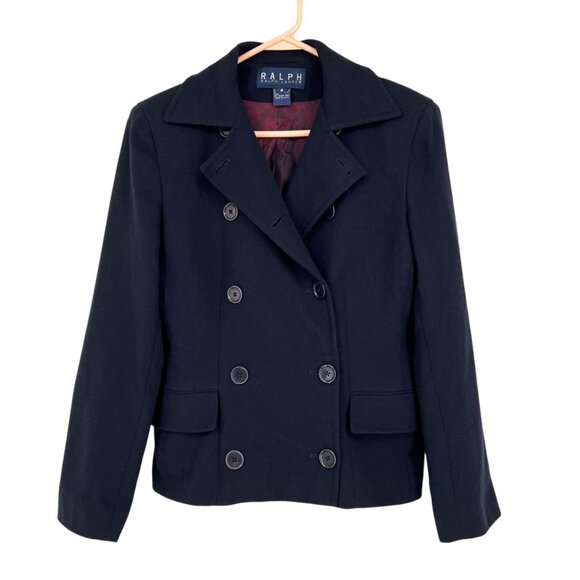 Ralph Ralph Lauren Vintage Double Breasted Wool Peacoat Jacket Navy Blue Size 8 - Picture 1 of 14